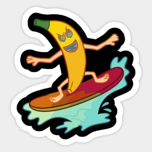 Banana Surfing Sticker